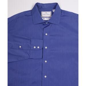 Brooks Brothers Luxury Collection Thomas Mason Blue Cotton Dress Shirt 17.5-34